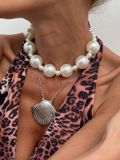 Silver-Plated Pearls Beaded Minimal Necklace
