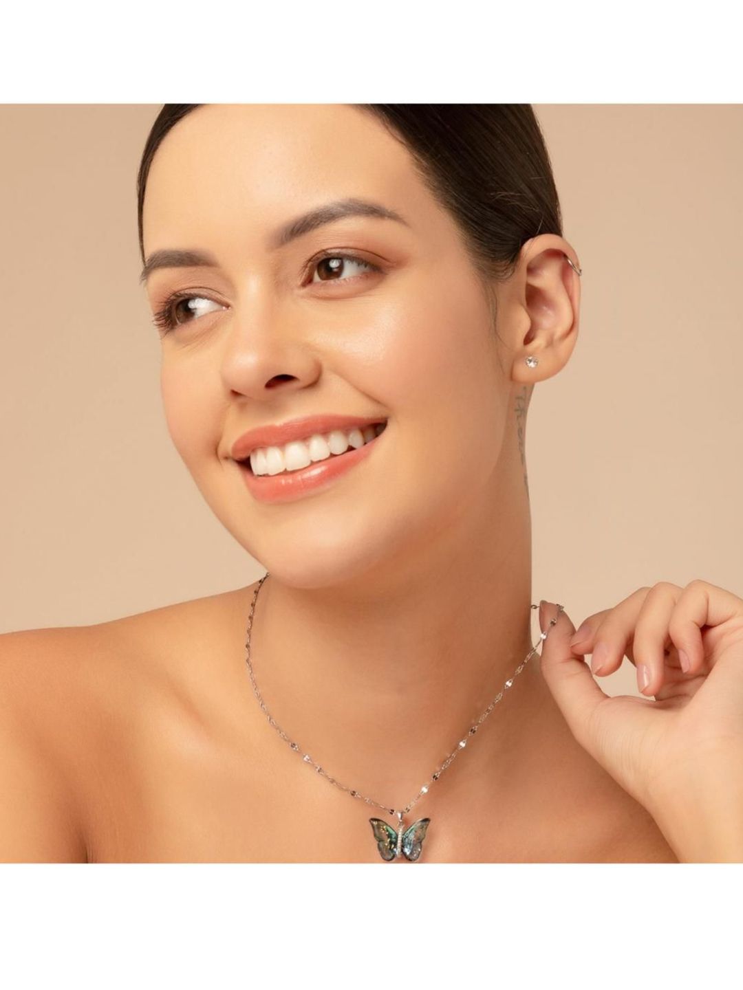 SALTY Set Of 2 Butterfly Necklace & Glimmer Tennis Bracelet
