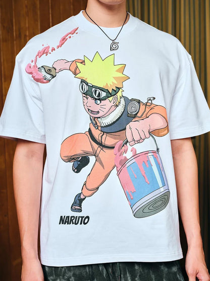 Men Naruto Printed Oversized T-shirt