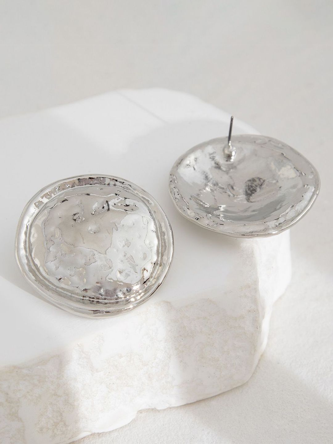 Silver-Plated Circular Shape Studs