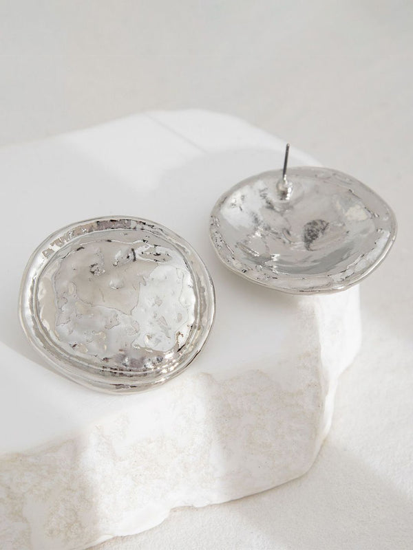 Silver-Plated Circular Shape Studs