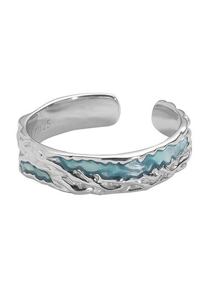 Men Silver-Plated Stones-Studded Adjustable Finger Ring
