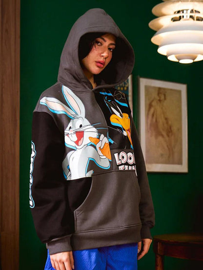Women Graphic Best Duo Panel Printed Cotton Sweatshirt
