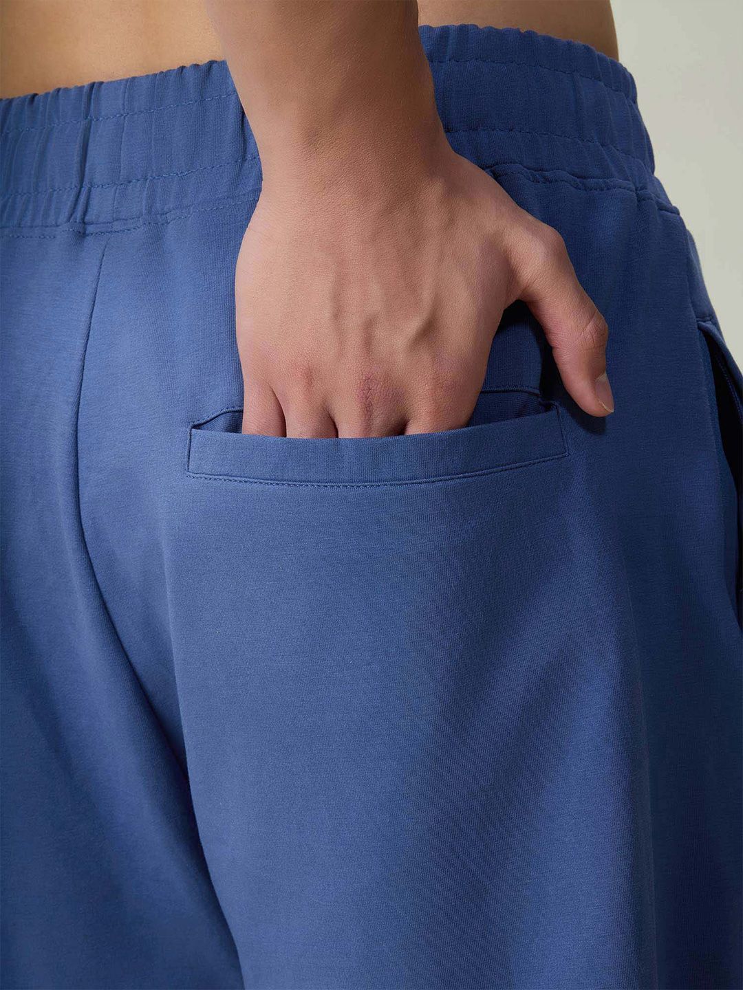 Blue Cotton Leisure Shorts