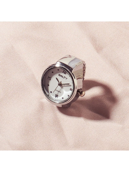 SALTY Clockout Watch Ring - Silver and Love Lock Charm Necklace Jewellery Set