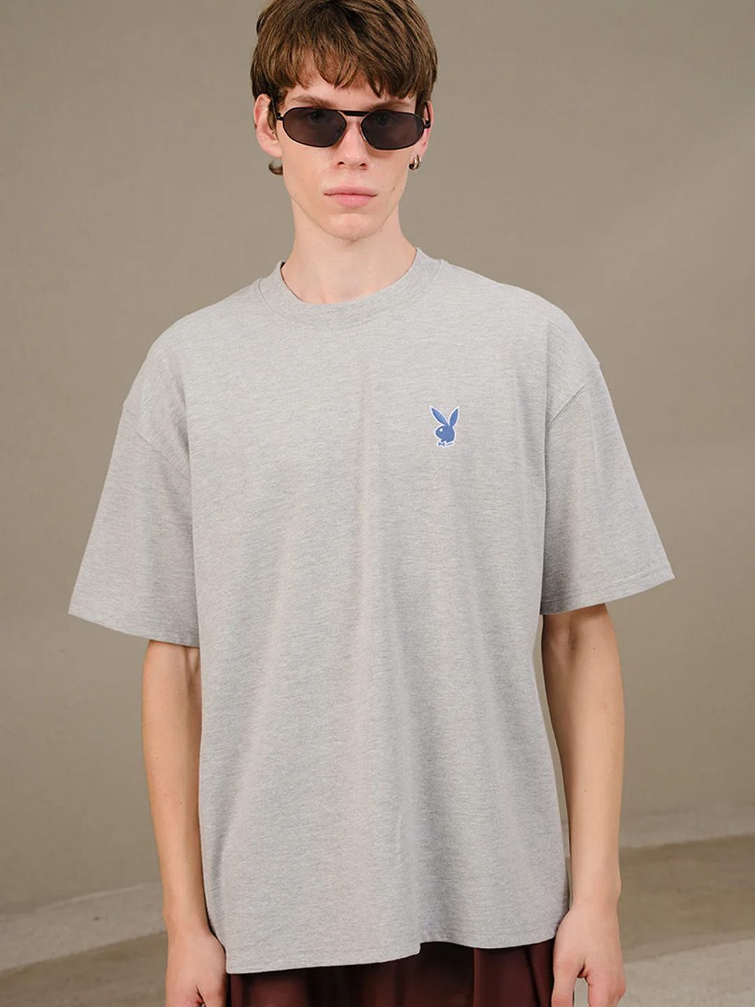 Men's Oversized Playboy Core Grey Oversized T-shirt