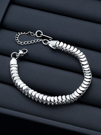 Men Handcrafted Silver-Plated Link Bracelet
