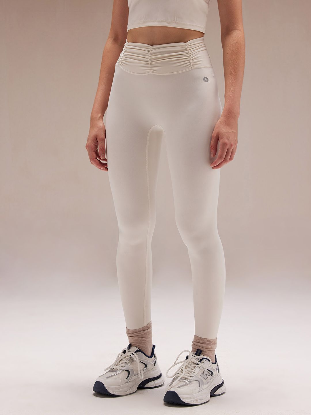 Ivory Ruched Waist Leggings