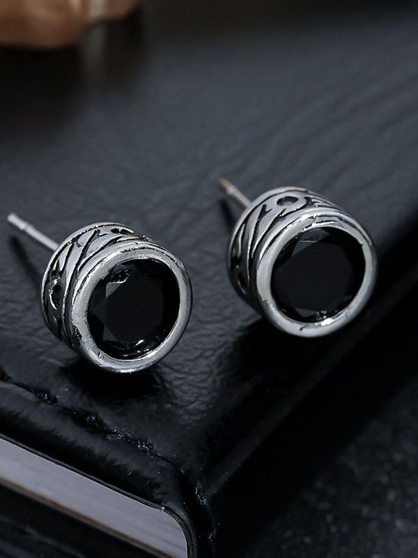 Men Copper-Plated Zircon Studded Circular Shaped Studs