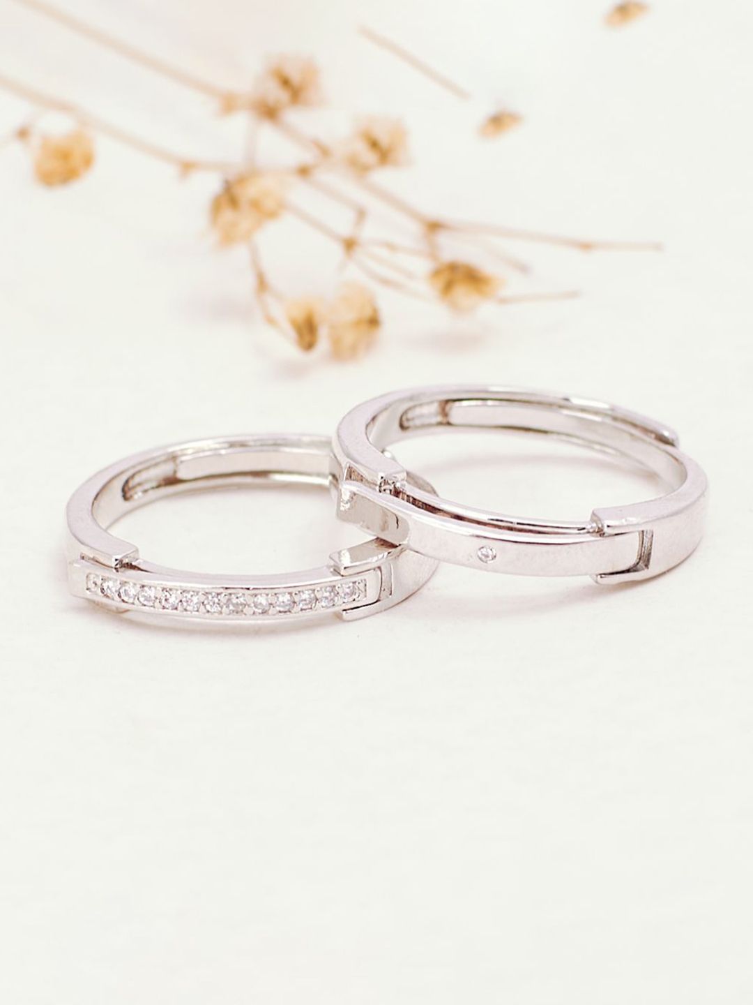 SALTY Set Of 2 Taken Coded Couple Stylish Adjustable Finger Ring