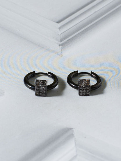 SALTY Men Stainless Steel Circular Shaped Hoop Earrings