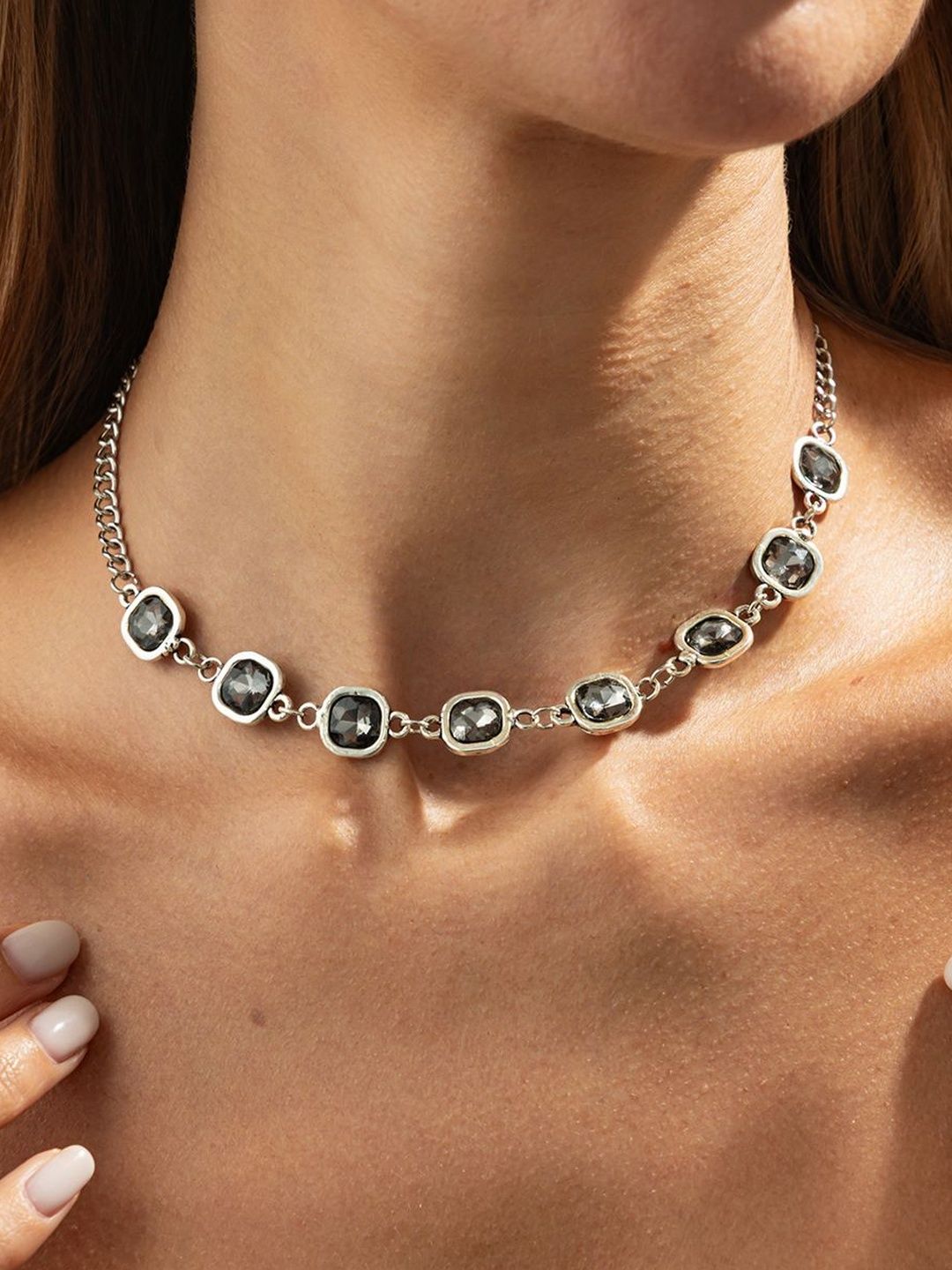 Silver-Plated Enamelled Necklace
