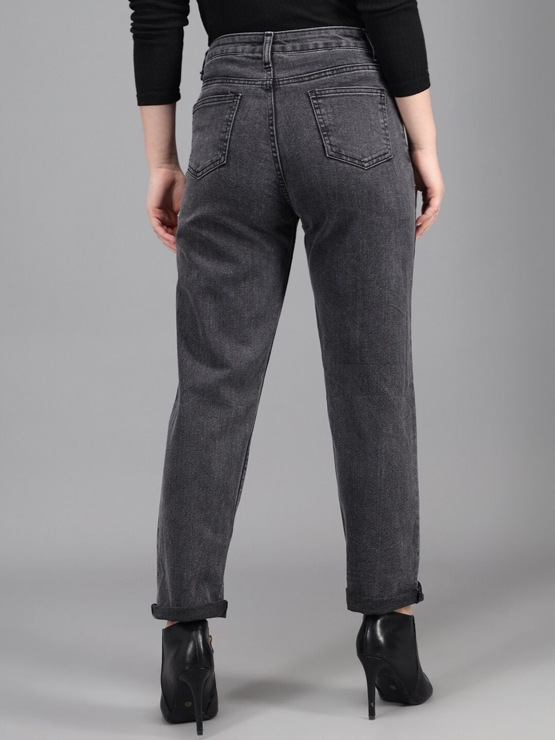 Women Charcoal Grey Slim Fit High-Rise Jeans