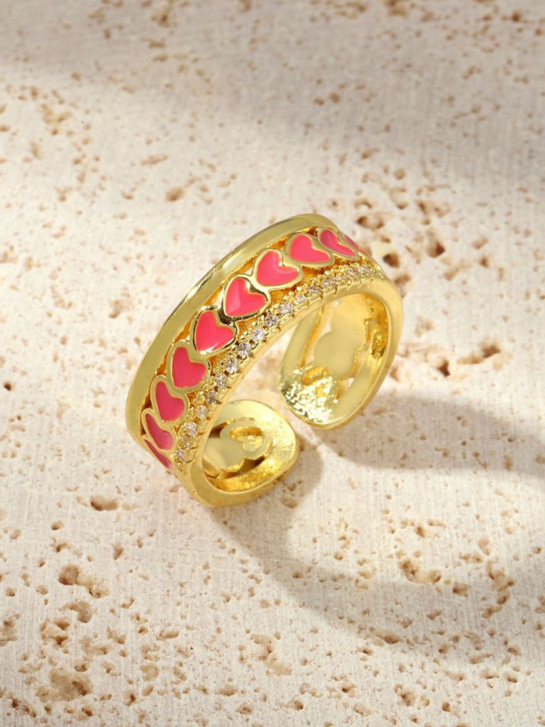 SALTY Stone-Studded Adjustable Finger Ring
