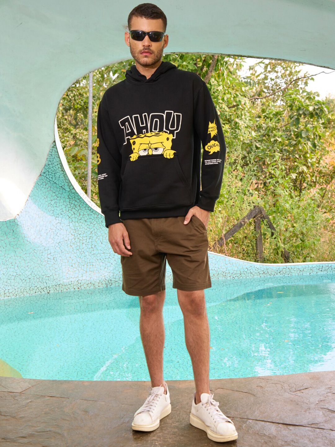 Sponge Bob Printed Hooded Long Sleeves Pullover