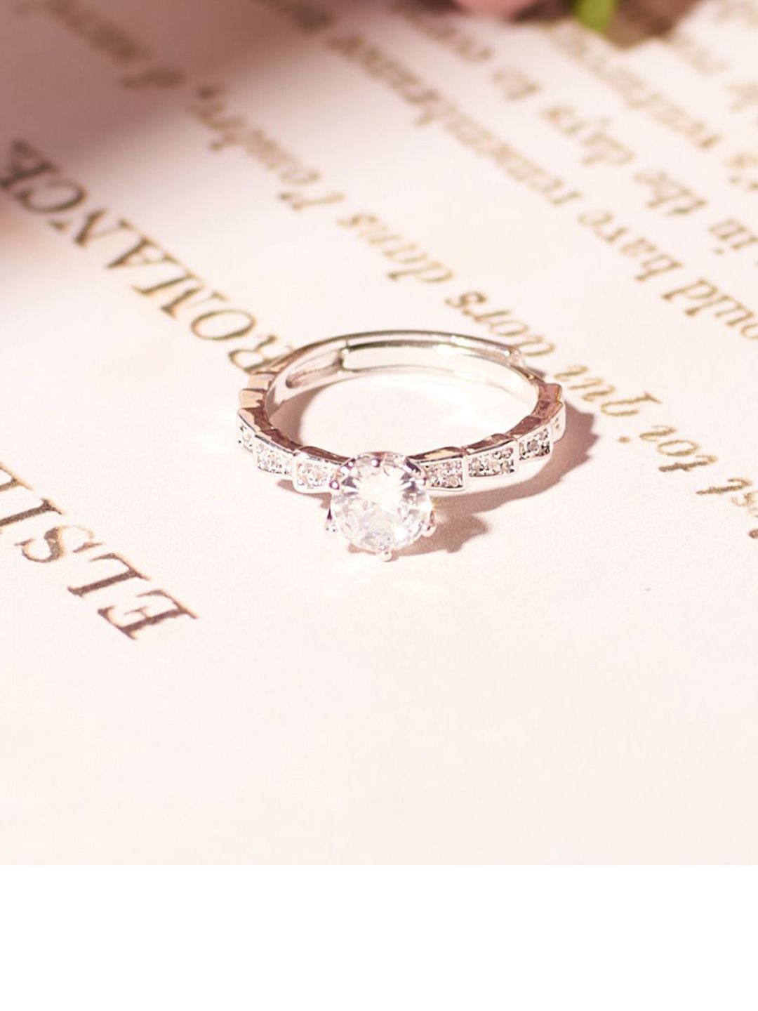 SALTY Silver Diamond Stone Studded Ring For Women & Girls