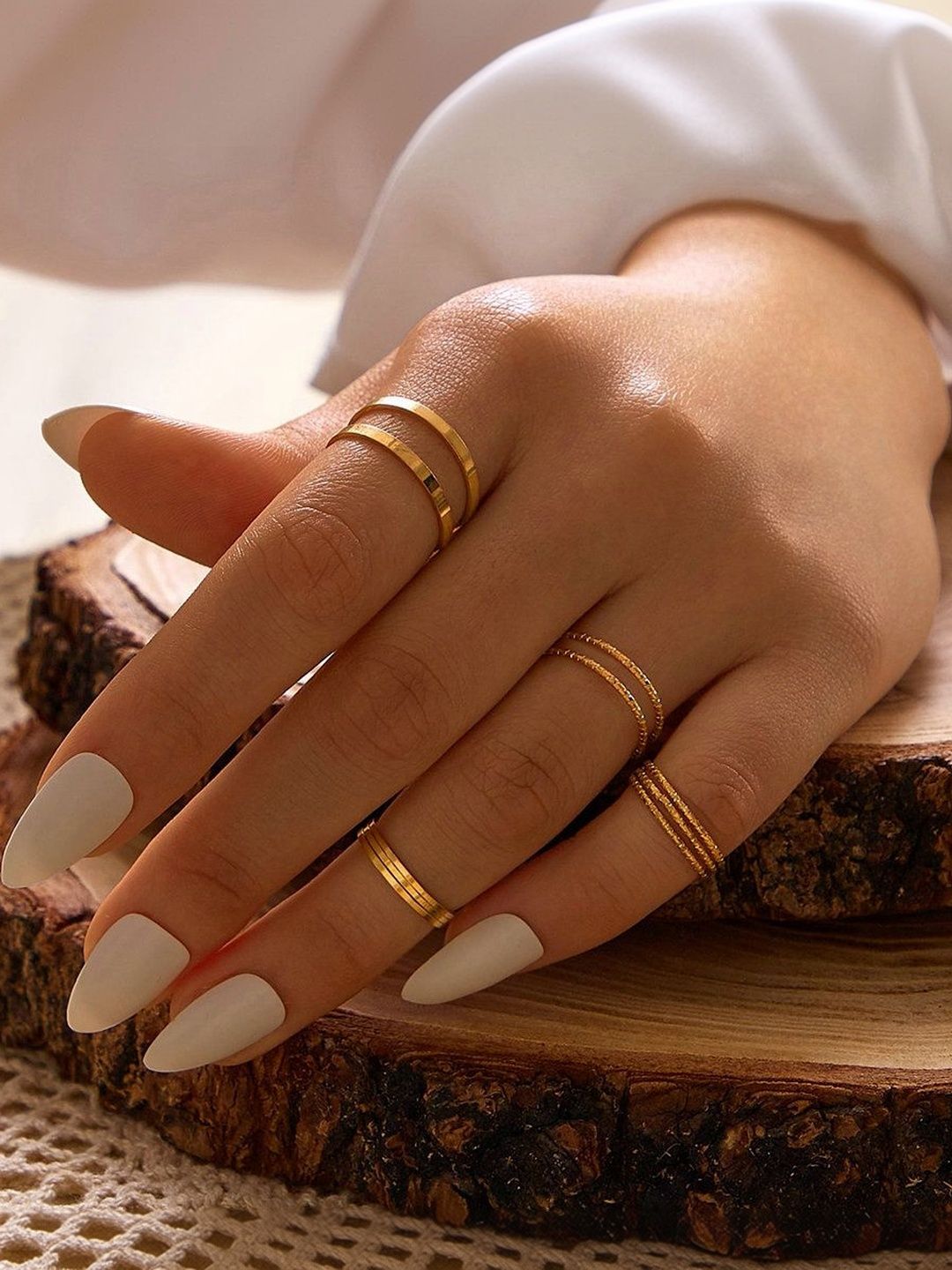 Set of 10 Gold-Plated Finger Rings