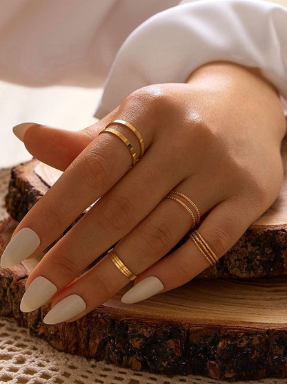 Set of 10 Gold-Plated Finger Rings