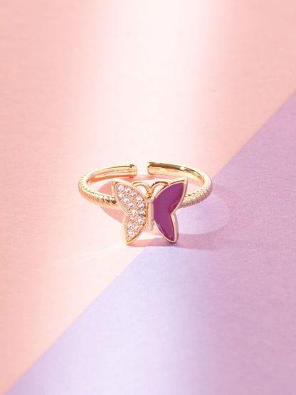 SALTY Lilac Fantasy Butterfly Stylish Adjustable Finger Ring