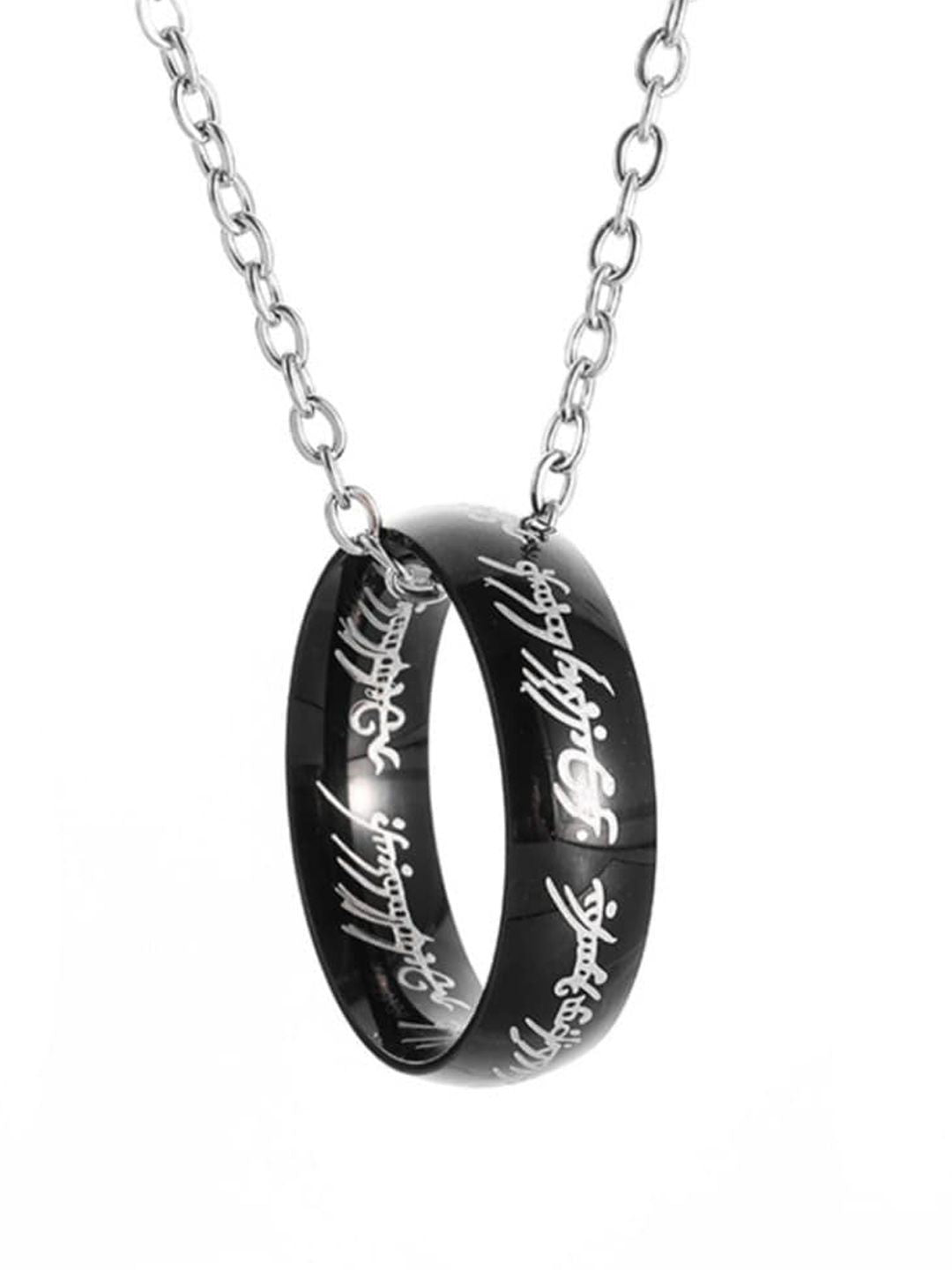 SALTY Men Stainless Steel Silver-Plated Circular Pendant with Chain