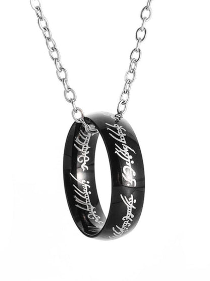 SALTY Men Stainless Steel Silver-Plated Circular Pendant with Chain