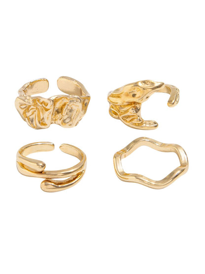 Men Set Of 4 Gold-Plated Finger Rings