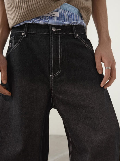 Embroidered super baggy jeans