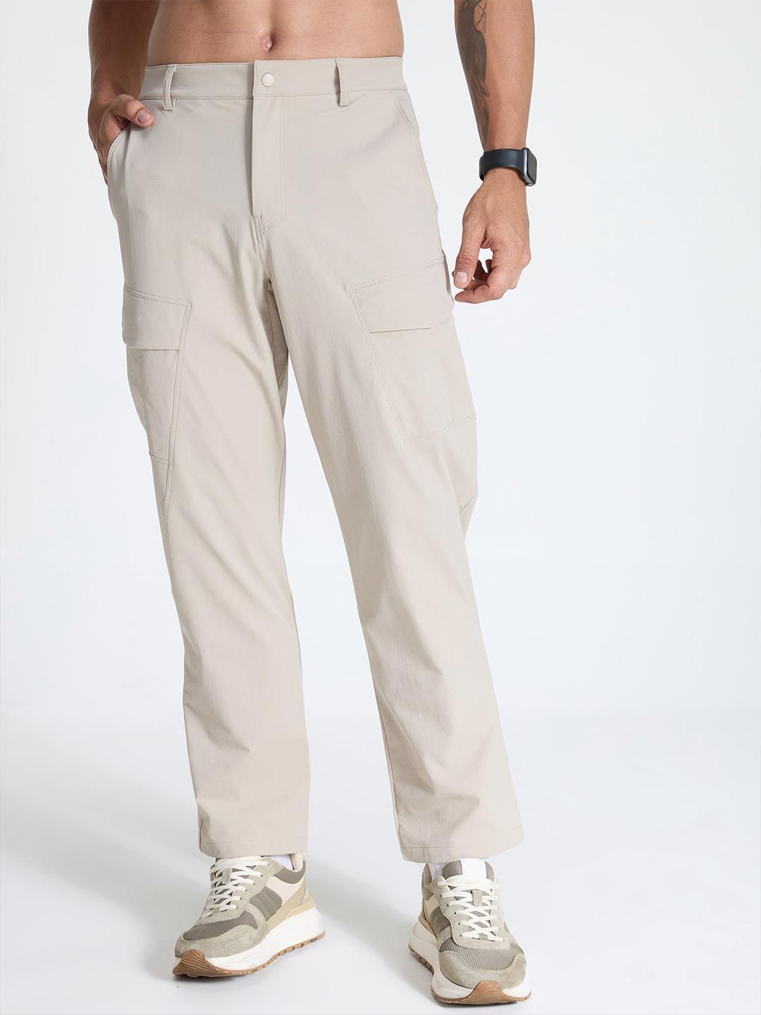 Beige Stride Cargo Pants