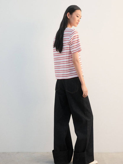 Women Striped Pure Cotton T-shirt