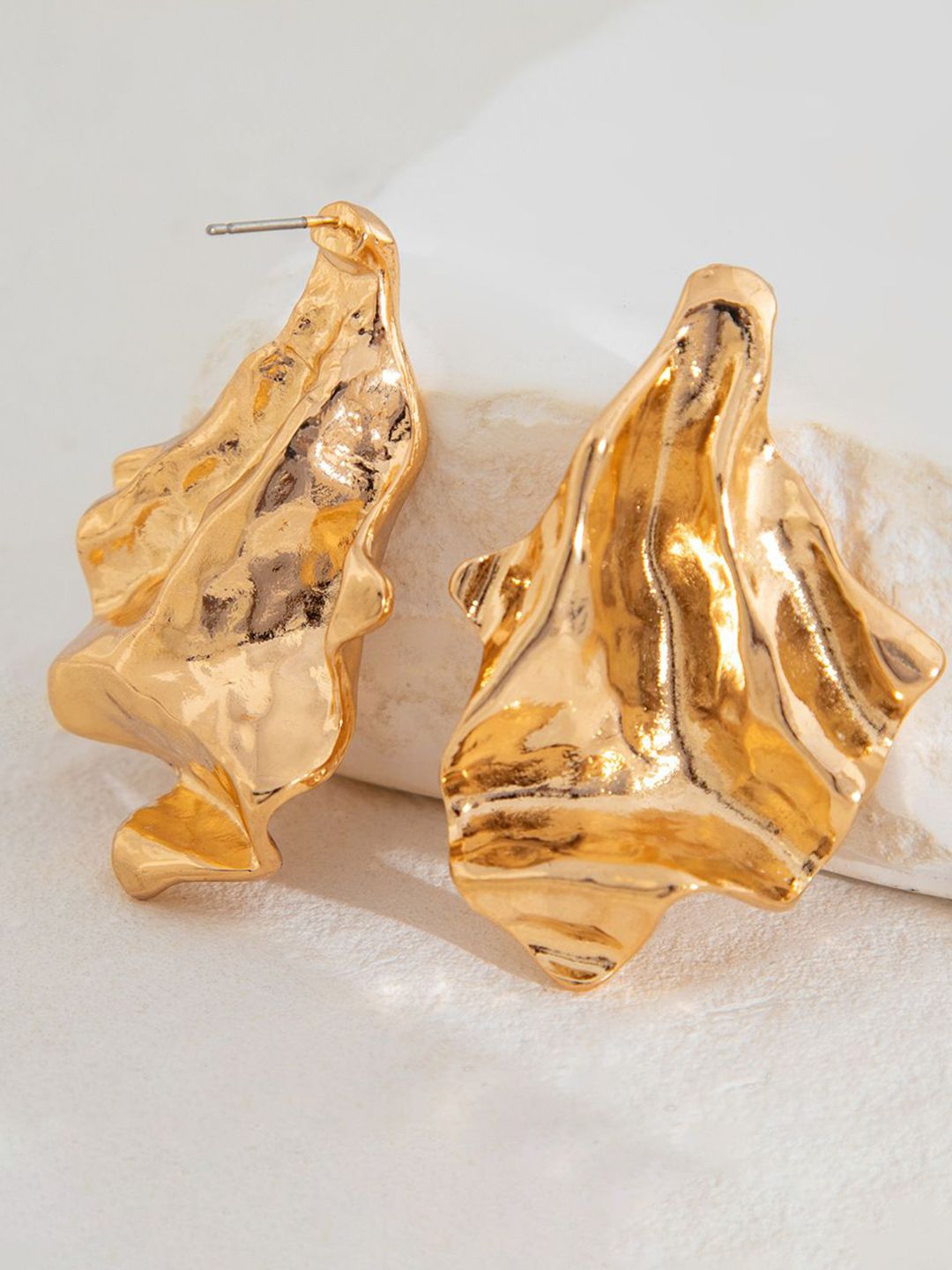 Gold-Plated Contemporary Drop Earrings