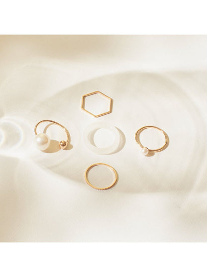 SALTY Set Of 5 Heavenly Stylish Adjustable Finger Ring