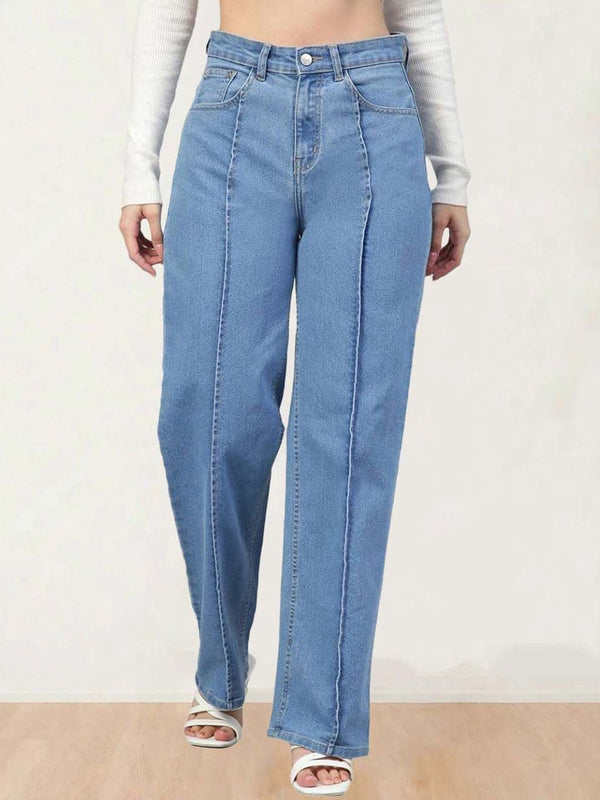 Women Straight Fit High-Rise Stretchable Jeans