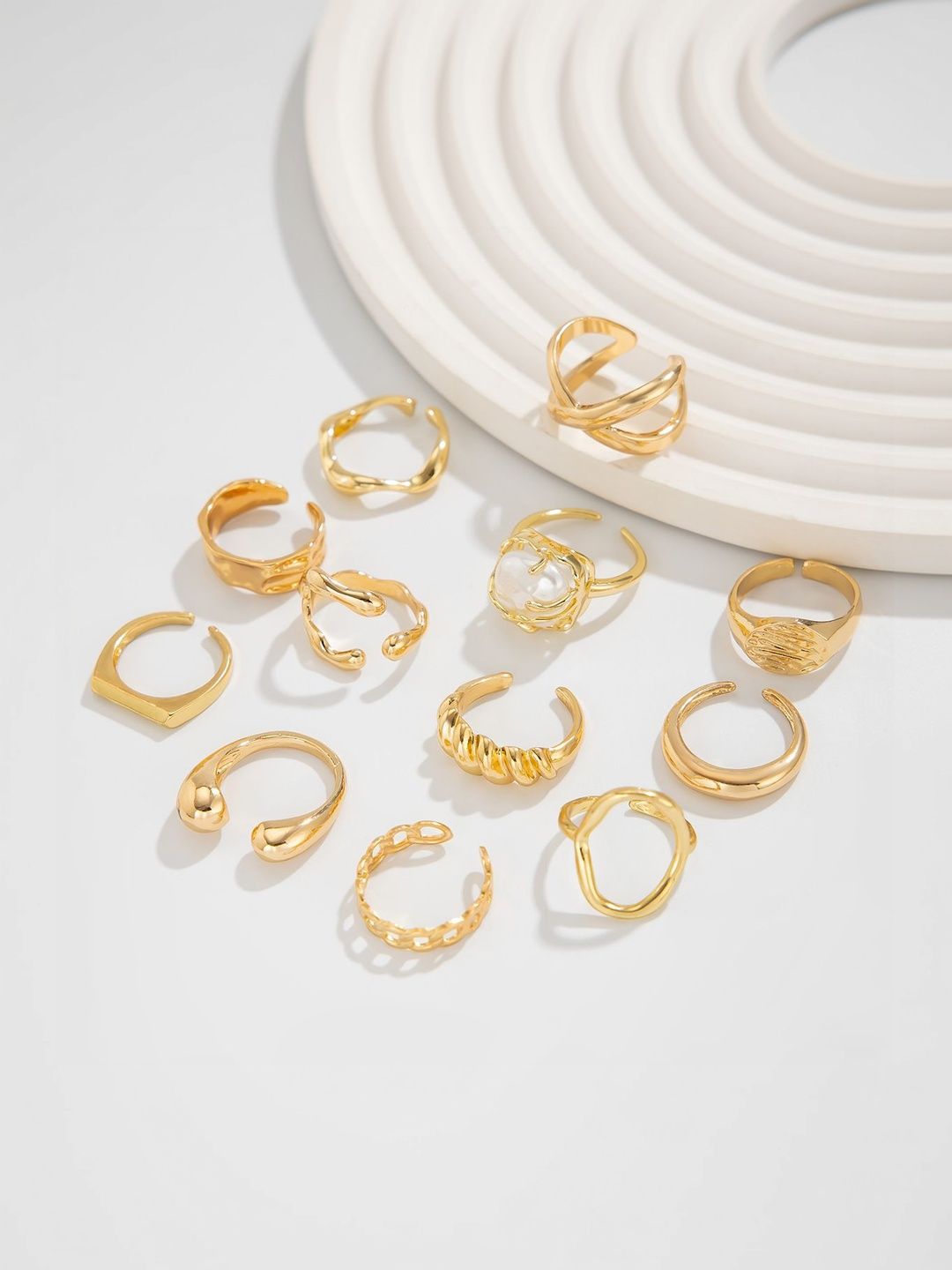 Set Of 12 Silver-Plated Finger Ring