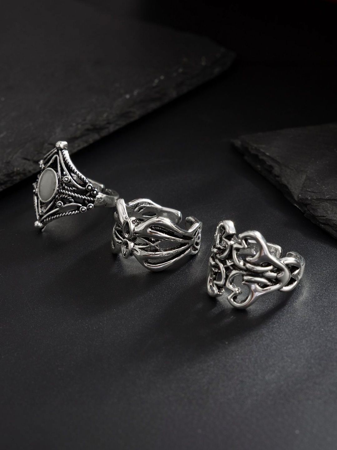 Set of 3 Silver-Plated Finger Ring
