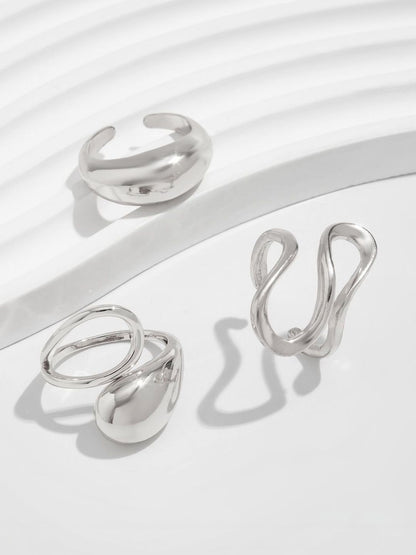 Set of 3 Silver-Plated Finger Ring