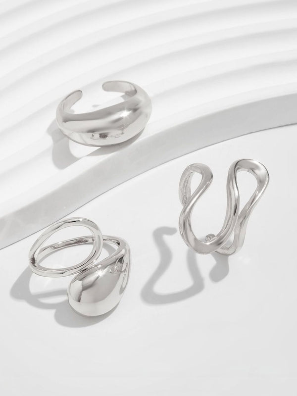 Set of 3 Silver-Plated Finger Ring
