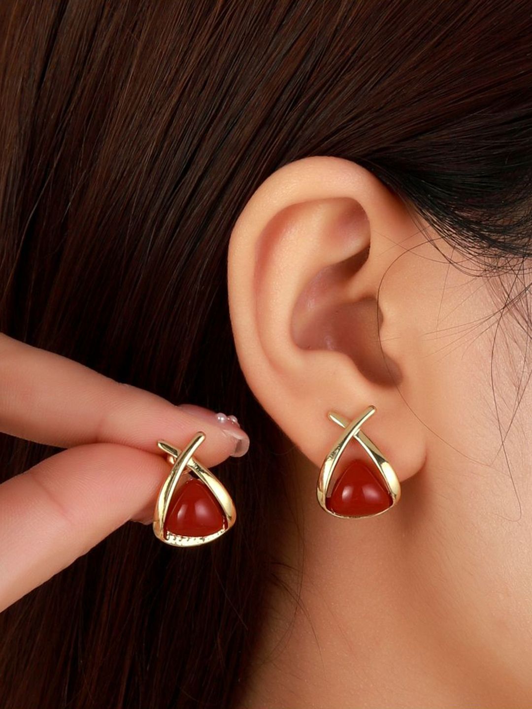 SALTY Valentines Day Blossom Ruby Studded Contemporary Studs