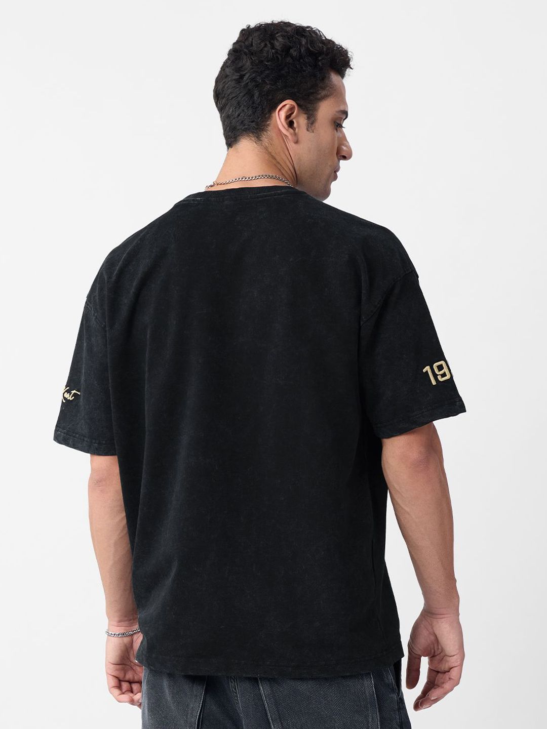 Men Oversized Fit Superman Printed Black T-Shirts