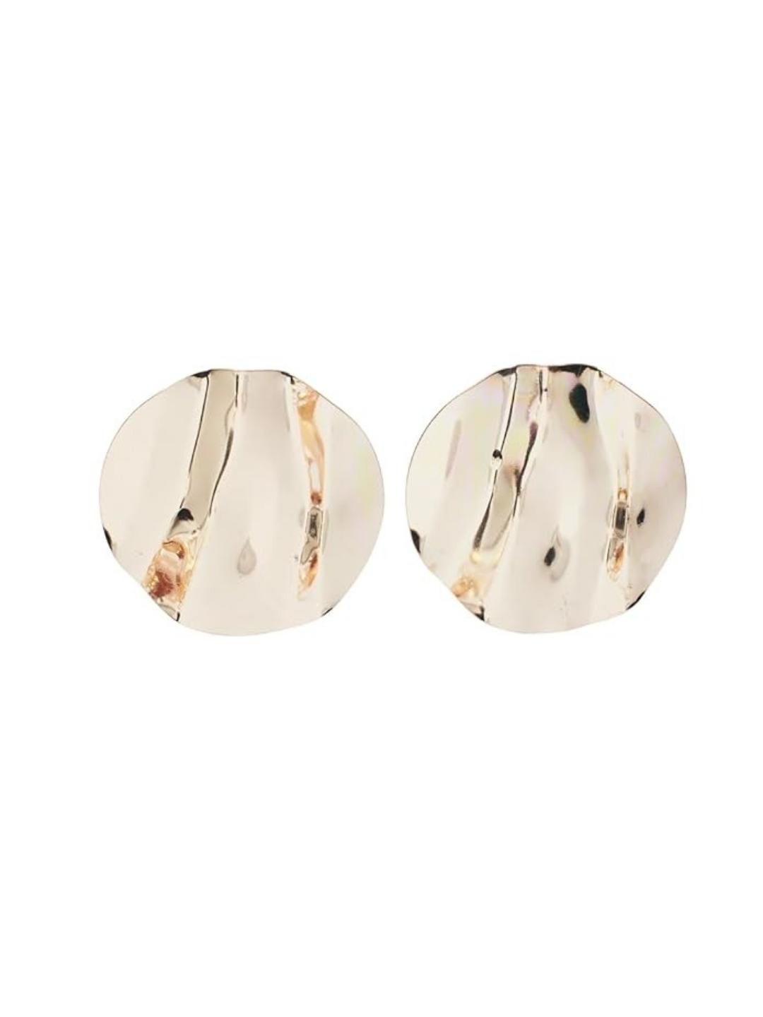 SALTY Stainless Steel Gold Plated Antique Circular Shaped Studs Earrings