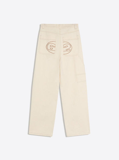 Embroidered neo barrel carpenter jeans