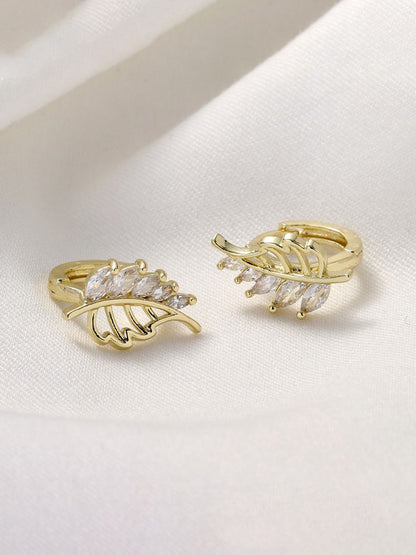 SALTY Gold-Plated Leaf Shaped Willow Chic Studs Earrings
