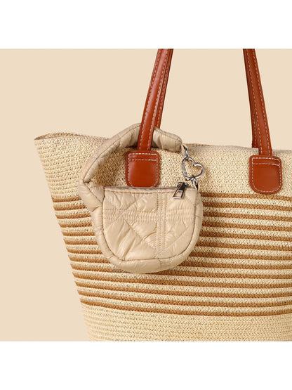 SALTY Off White Mini Quilted Puff Bag Charm
