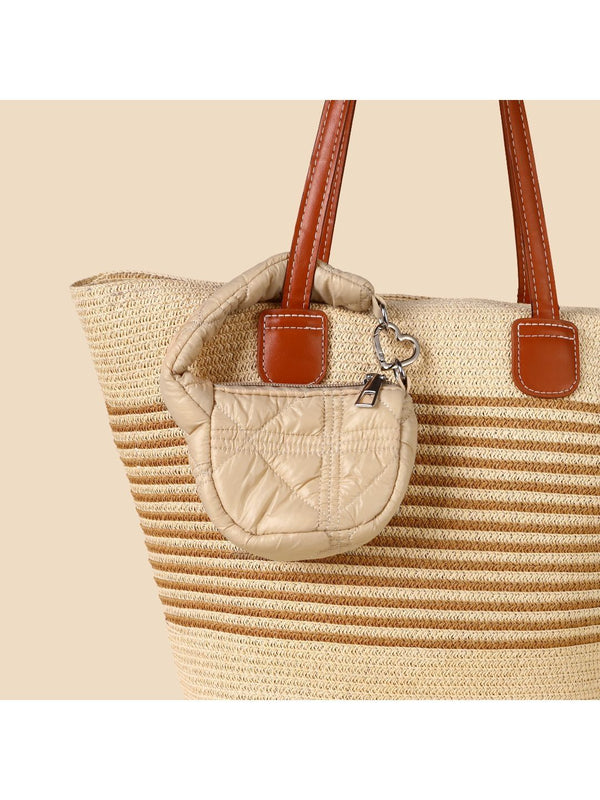 SALTY Off White Mini Quilted Puff Bag Charm