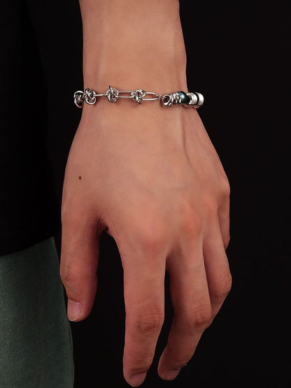 Men Handcrafted Silver-Plated Multistrand Bracelet