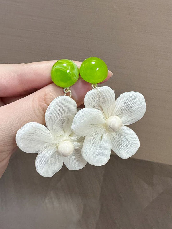 Artificial Beads Beaded Floral Drop Earrings
