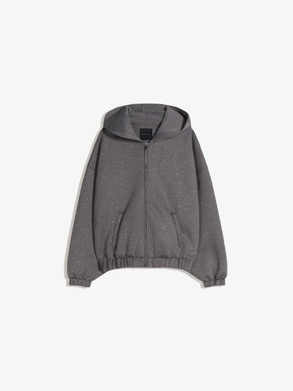 Shimmery neoprene-effect hoodie