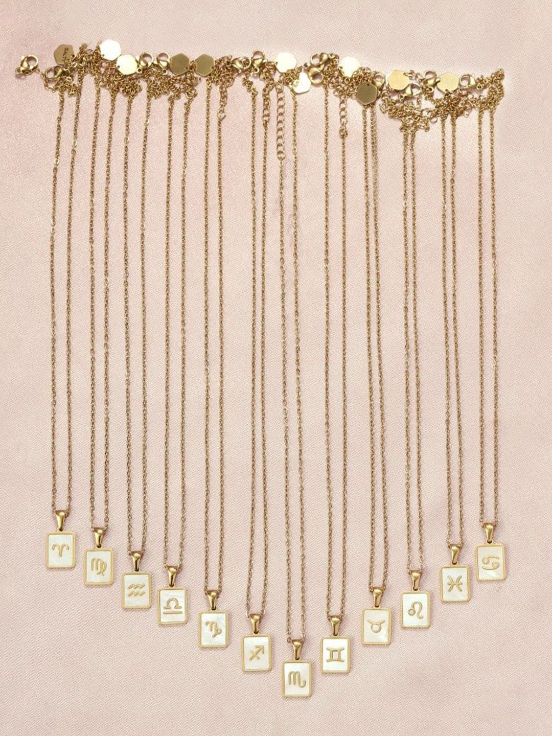SALTY Gold & White Sign of the Stars Zodiac Scorpio Pendant With Chain