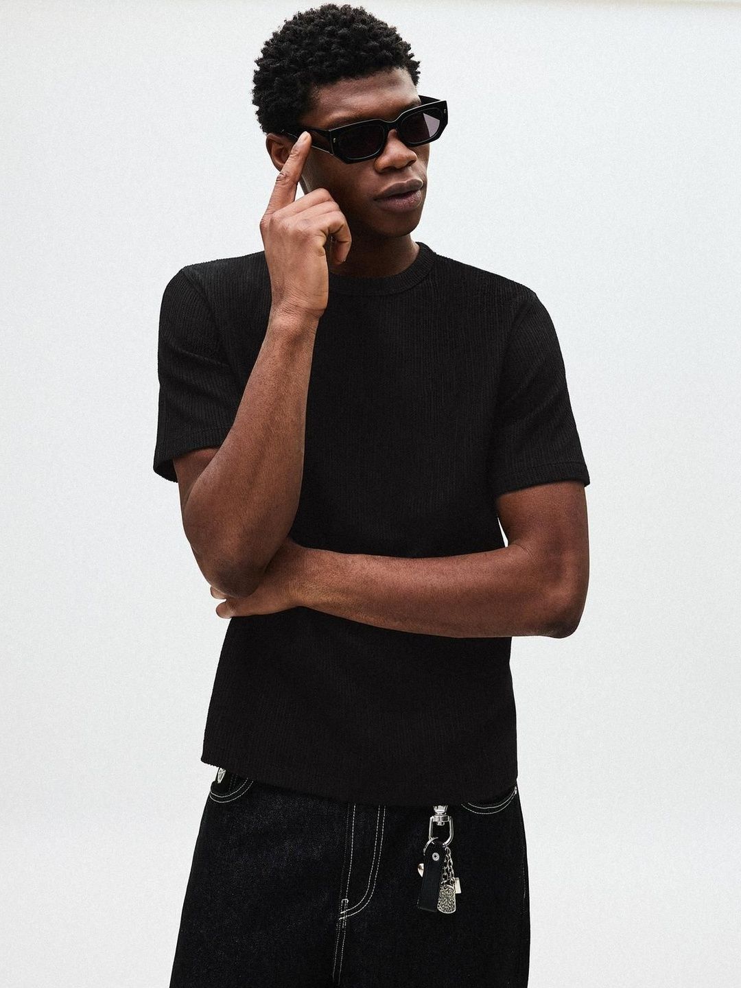 Textured short sleeve T-shirt