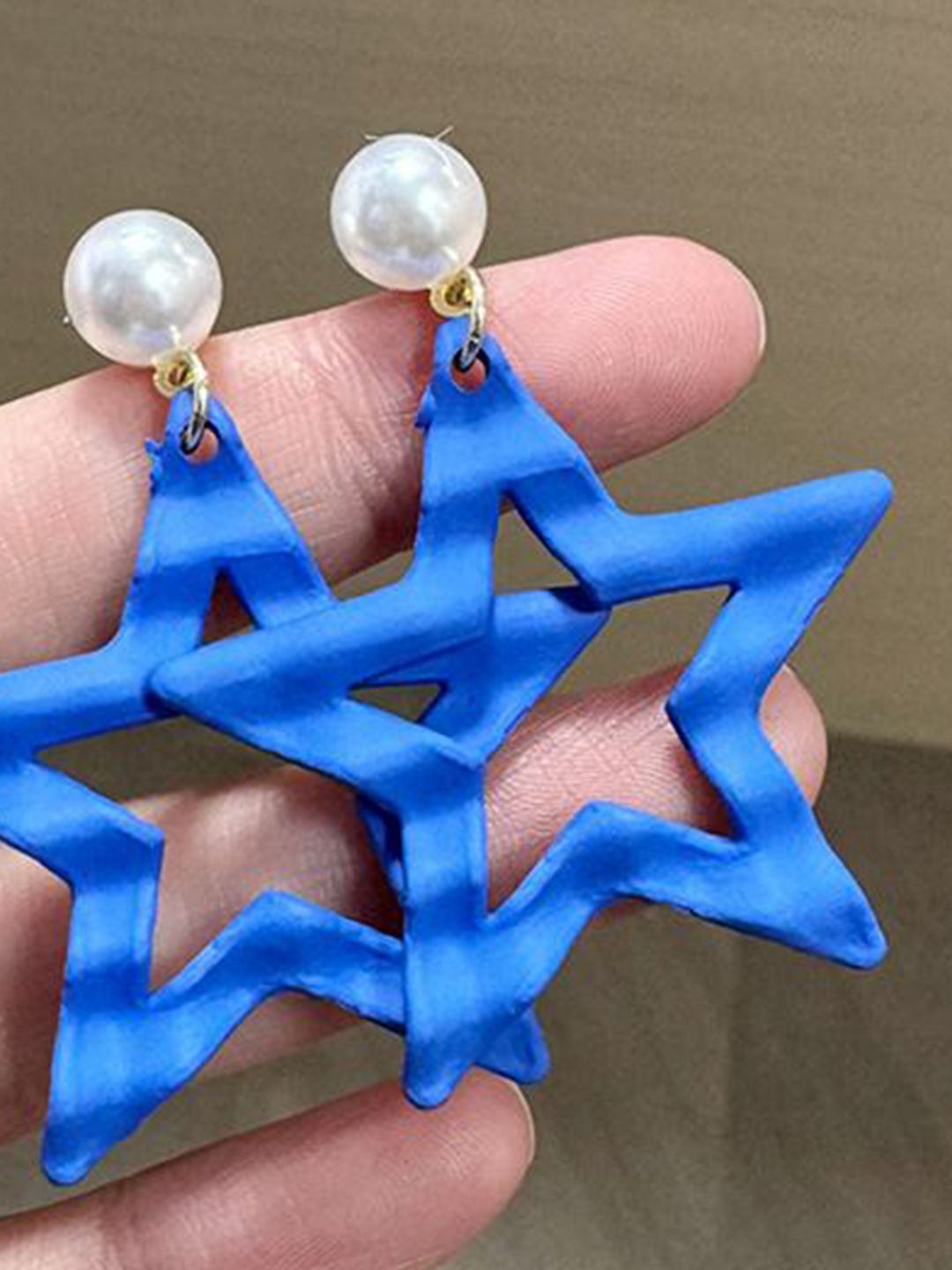 Pearls Beaded Star Shaped Drop Earrings