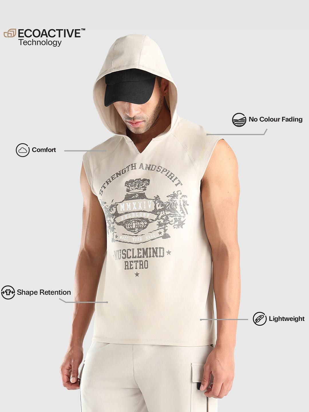 Men X-Dry Soft Typography Printed Hooded T-shirt